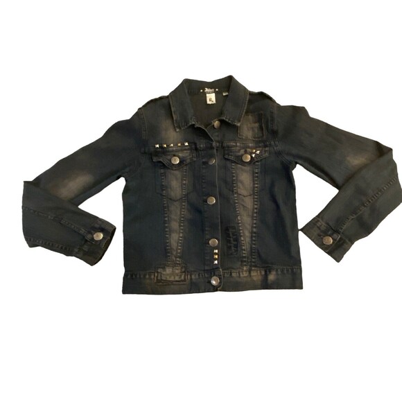 AVRIL LAVIGNE Abbey DAWN Denim Jacket Large Black Stars Hard to Find Y2K - Picture 1 of 7